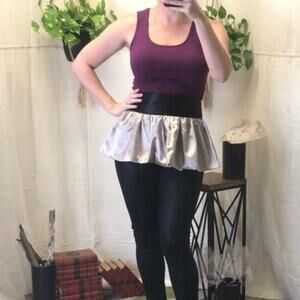 Satin Mini Hostess Cocktail Apron Silver/black Small/medium